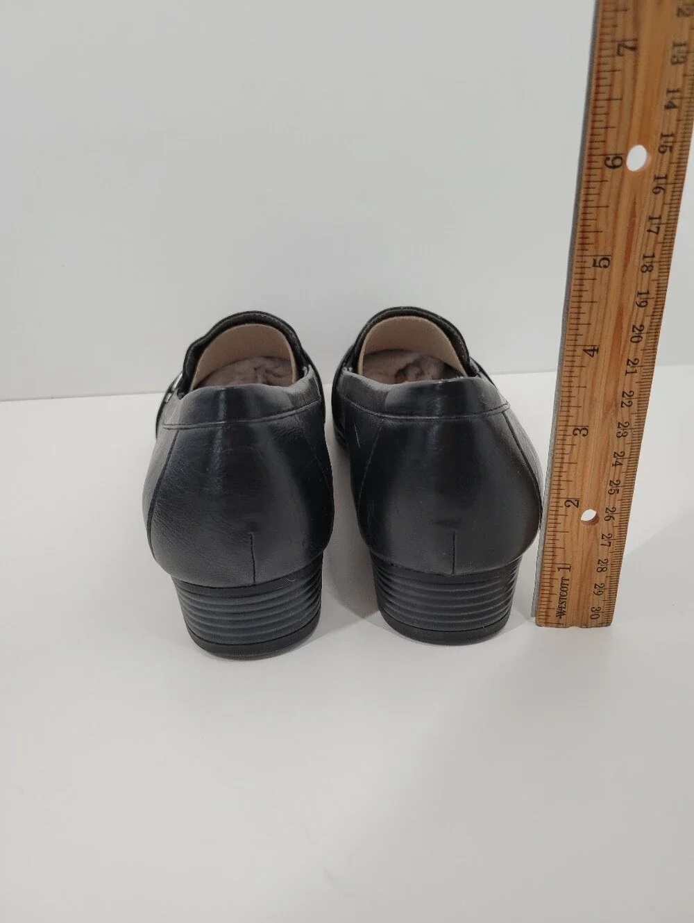 Life Stride Bounty Black Leather Stacked Block Heel Shoes Women Size 8M New - Picture 5 of 6